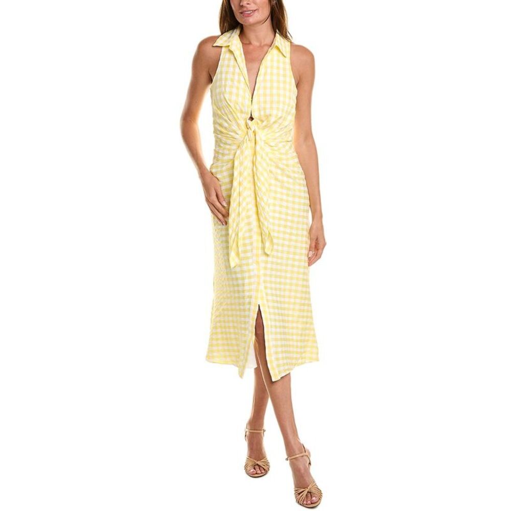 Likely Yellow Gingham Midi Dress
